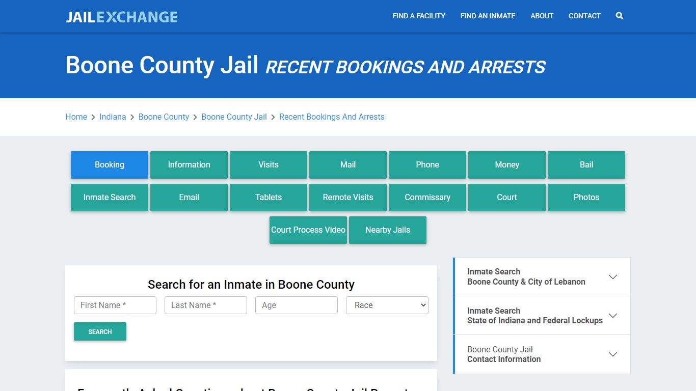 Boone County Jail Recent Bookings And Arrests - Jail Exchange